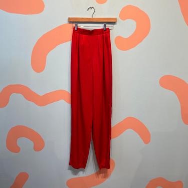 Vintage 90s Giorgio Armani Red Silk High Waist Minimal Pants New With Tags 