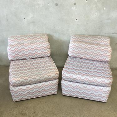 Mid Century Slipper Chairs with Original Upholstery