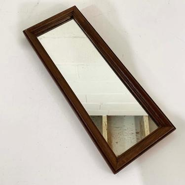 Vintage Rectangular Mirror Plastic Faux Wood Brown Rectangle Frame Framed Wall Hanging 1980s 80s Horizontal or Vertical Gallery 