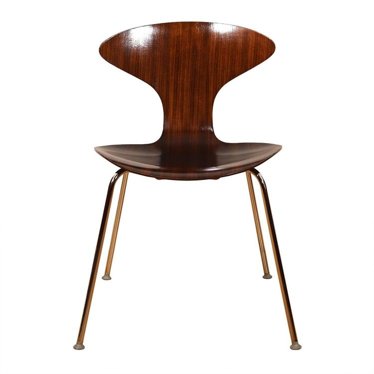 Mid Century Cherner Style Walnut Bentwood Accent Side Chair