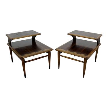 Pair of Mid-Century Danish Modern Andre Bus Lane Acclaim 2-Tier End Tables 