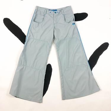 90s Kik Girl Gray and Blue Parachute Pants / Wide Leg / Utility / Long Pocket / Skater / JNCO / Kik Wear / Cyber / Size 5 / Rave / Club / 