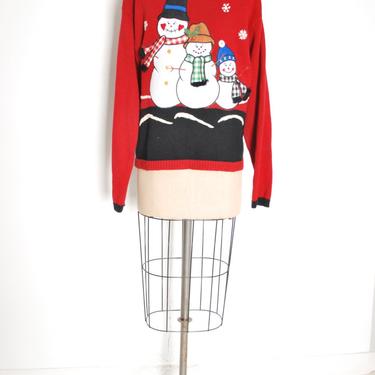 christmas sweater, snowman sweater, ugly sweater, red cardigan, 90s cardigan, holiday sweater, 1990s 90s clothing, christmas cardigan 