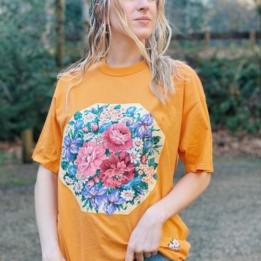 Vintage Orange Floral T Shirt 