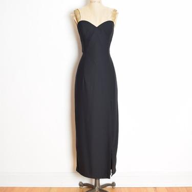 vintage 90s dress black crepe sweetheart strapless gown cocktail party prom M clothing 