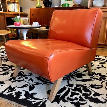 Vintage Orange Vinyl Slipper Chair