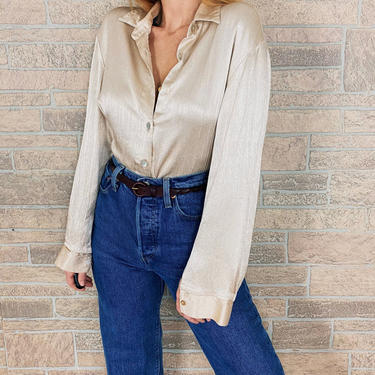 Chic Pearl Textured Button Up Blouse 