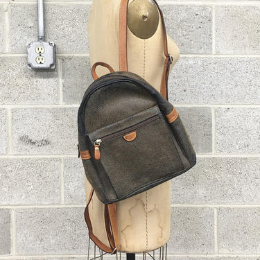 Vintage Backpack Purse Retro 1990s Bric's + Made in Italy + Pebbled Black Leather +Small Size + Adjustable Straps + Women's Accessory 