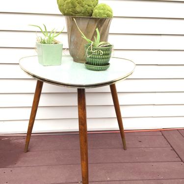 West German Tall XL Formica table plant stand guitar pick style 
