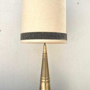 Large Scale MCM Brass and Black Table Lamp