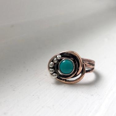 Pink Sterling Silver Turquoise Nest Robins Nest Ring 