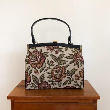 Structured Floral Tapestry Handbag - 1960s 