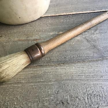 French Copper Paint Brush, Industrial Decor, Round Brush, Wood Handle, Natural Bristle, Large Paint Brush, Art Supply 