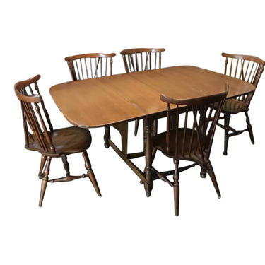 VINTAGE Ethan Allen Dining Room Set Baumritter Nutmeg Maple Table (6) Arrow Back chair, Dining Chairs, Country, Farmhouse, Rustic Home Decor 