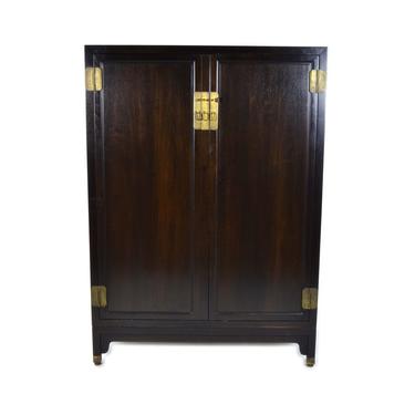 Baker Furniture Co. Mid-Century Asian Style Ebonized Wardrobe Cabinet 