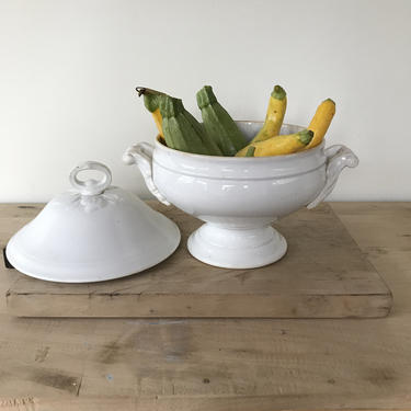 Lovely white ironstone vintage French soup tureen 