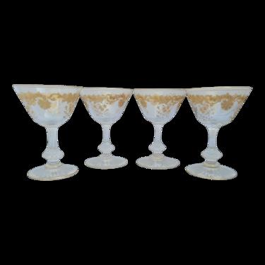 Vintage St Louis Crystal Gold Inlay Massenet Cordial Glasses - Set of 4