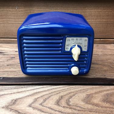1948 Blue Silvertone Midget AM Radio, Model 8003 