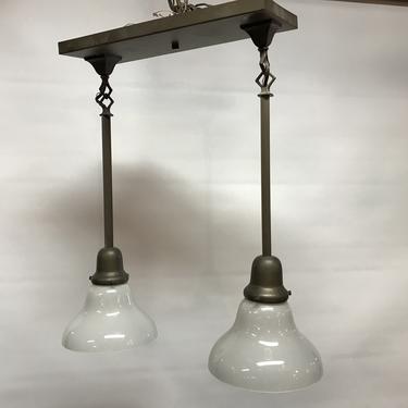 2 bulb mission style multi drop chandelier