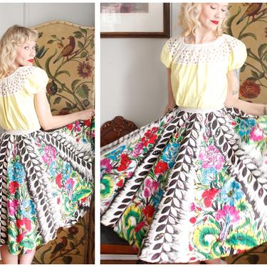 1950s Skirt // Ztecade Hand-painted Mexican Circle Skirt // vintage 50s skirt 