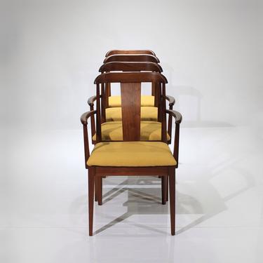 Mid-Century Modern Vintage Dining Chairs in Walnut and Yellow by Dillingham 