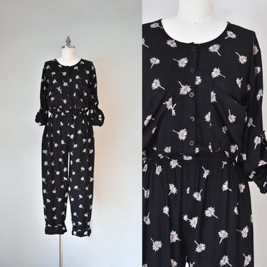 rayon floral jumpsuit, 90s clothing, romper, sustainable clothing, women clothing, streetwear 