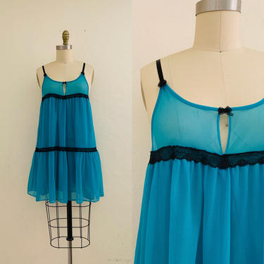 vintage betsey johnson blue babydoll nightie dress 
