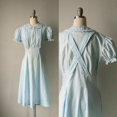 1930s Dress Cotton Polka Dot M 