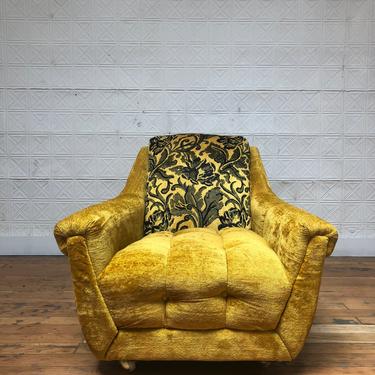 Mid Century Tufted Floral Lounge Chair