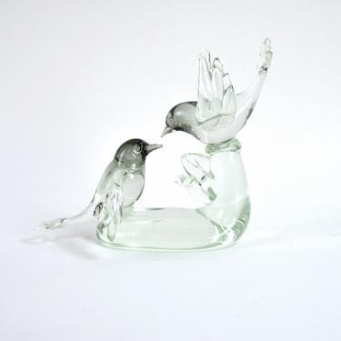 Italian Art Glass Sculpture Livio Seguso Murano Two-Tone Birds signed 