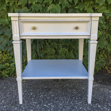Painted Grey Nightstand, Vintage Bedside Table, End Table, Antique Nightstand, Free NYC Delivery 