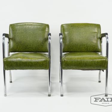 Pair of Green Art Deco Lounge Chairs