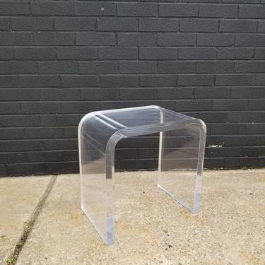 1980s Heavy Lucite Waterfall Side Table