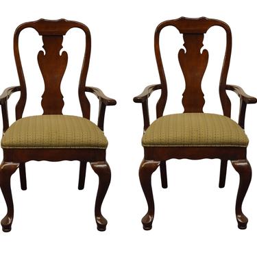 Set of 2 Stanley Furniture Cherry Traditional Queen Anne Style Dining Arm Chairs 1-490-07 