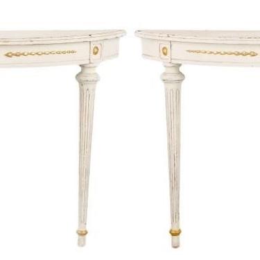 SOLD. French Neoclassical Demilune Console Tables (pair)