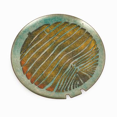 Enamel on Copper Plate Ashtray Mid Century Modern 