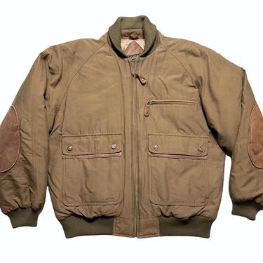 Vintage EDDIE BAUER Goose Down Bomber Jacket ~ M ~ Winter Coat / Parka ~ Shawl Collar ~ Elbow Patches ~ Made in USA 
