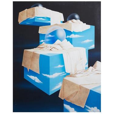 Surrealist Painting of Boxes 1971 by ErinLaneEstate