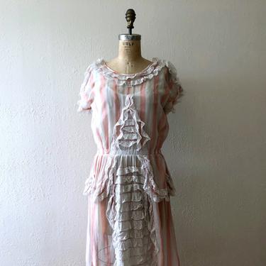 Vintage 1920s dress . antique striped dress 