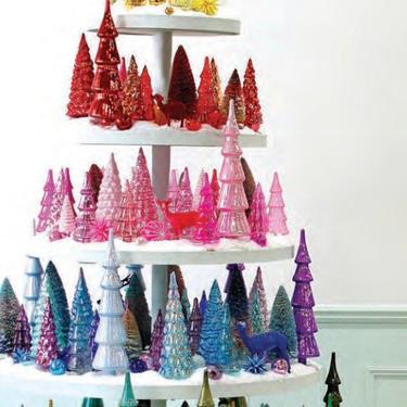 Colored Glass Trees | Tabletop Glass Tree | Mercury Glass Tree | Yellow Tree | White Tree | Festive Decor | Winter | Centerpiece | Mantel 