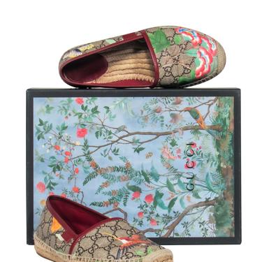 Gucci - Brown & Multicolored Monogram & Nature Print Espadrilles Sz 7.5