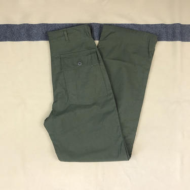 Size 29 x 35 Vintage 1960s OG-107 US Army Green Fatigue Baker Pants 