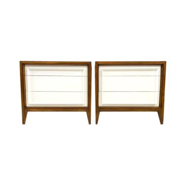 Vintage Mid Century Nightstands In Wood and White 