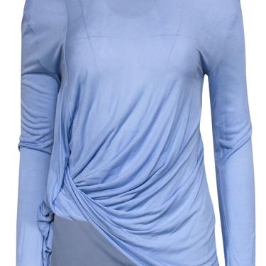 Halston Heritage - Baby Blue Long Sleeve Twisted Side Top Sz M