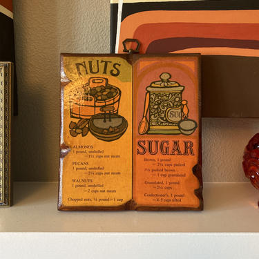 Vintage 1970s Decoupage Wood Nuts &amp; Sugar Plaque 