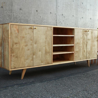 Ewell Buffet, Modern Solid Wood Sideboard, Modern Media Cabinet, Modern Hardwood Buffet (Shown in Myrtle) 