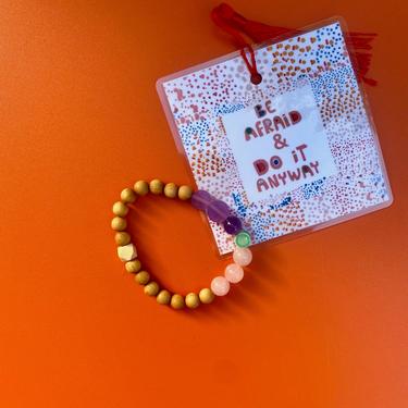 Rose Quartz bracelet gift for her, Stocking stuffer lucky charm to find love 