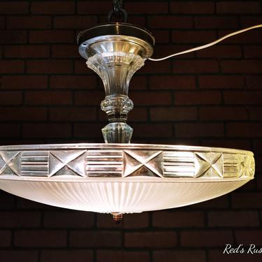 Art Deco Frosted Ceiling Light Fixture Chandelier with Glass 