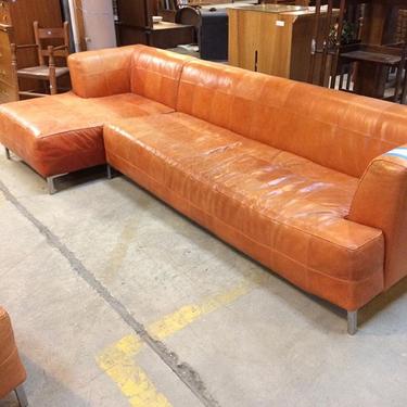 Vintage Stone International Leather sectional sofa with chrome legs. Excellent condition.