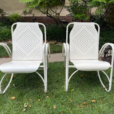 Pair of Vintage Metal Lawn Chairs w/Removable Seats 
